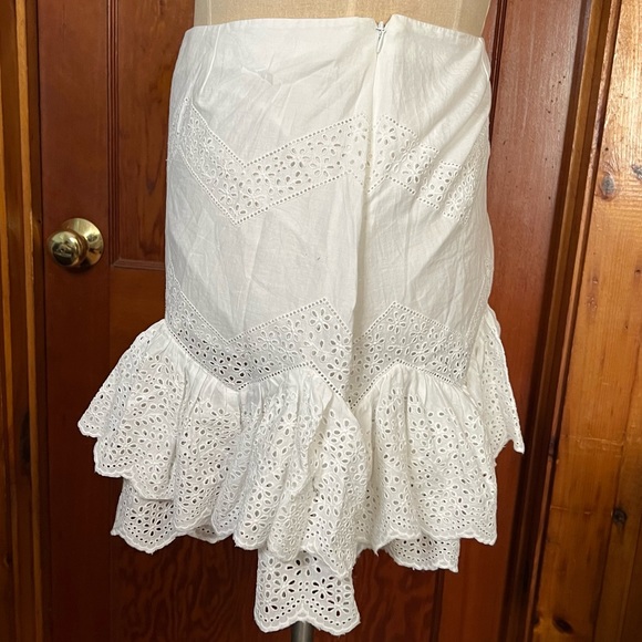 H&M White Eyelet Embroidery Cotton Mini Skirt Sz 12 - Picture 2 of 6